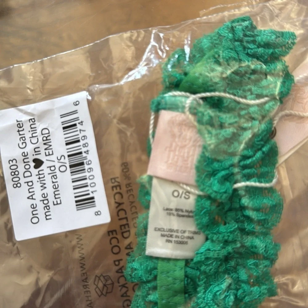 NWT HAH One and Done Lace Garter Hair Band Emerald Kelly Green St Patricks Day